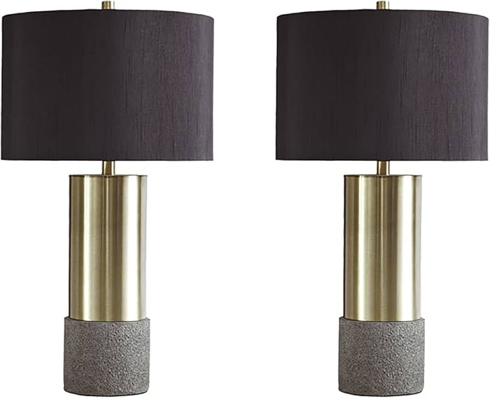 Signature Design by Ashley - Jacek Table Lamps - Set of 2 - Contemporary - Gray/Brass Finish | Amazon (US)