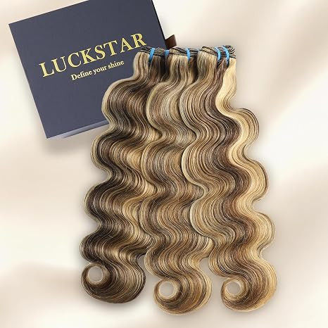 Luckstar 16A Tri-Tone Ombre Body Wave Bundles, 4/27/613 Balayage Human Hair Extensions, Double Dr... | Amazon (US)