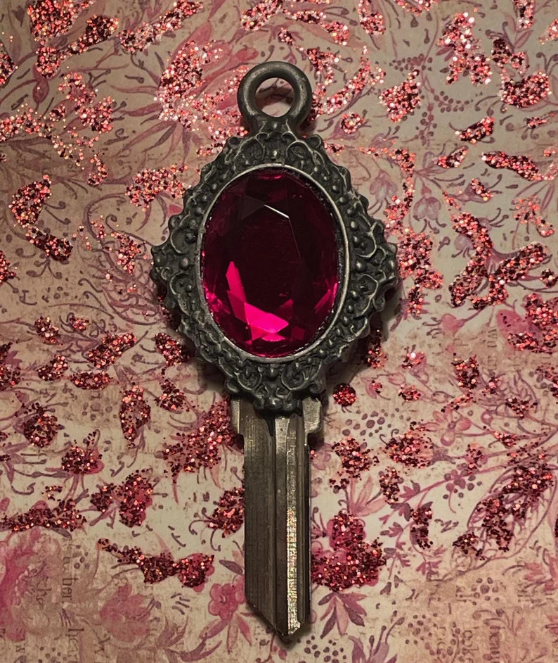 Garnet rose cut czech key blank you can have cut to your own home | Etsy (US)