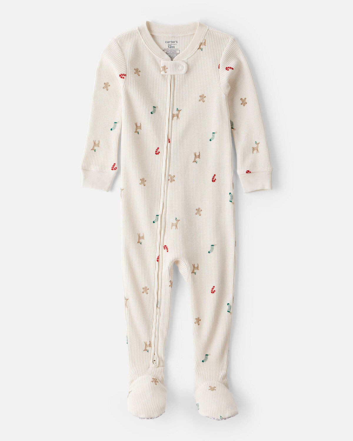 Baby Mini Christmas Cotton Long-Sleeve Snug Fit 1-Piece Pajamas - White | Carter's Inc