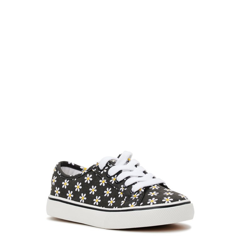 Wonder Nation Little Girl & Big Girl Canvas Skate Sneakers, Sizes 13-5 | Walmart (US)