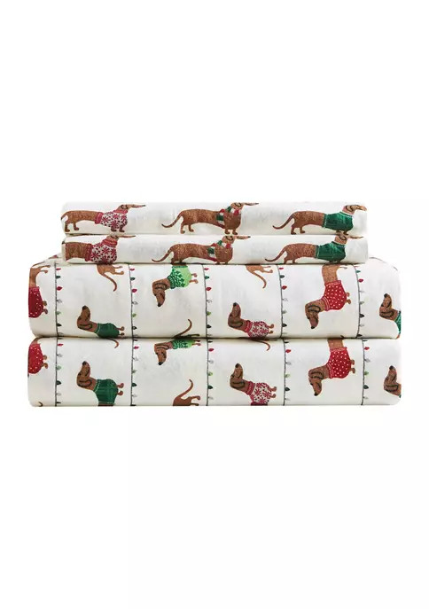Dachshund Dog Flannel Sheet Set | Belk