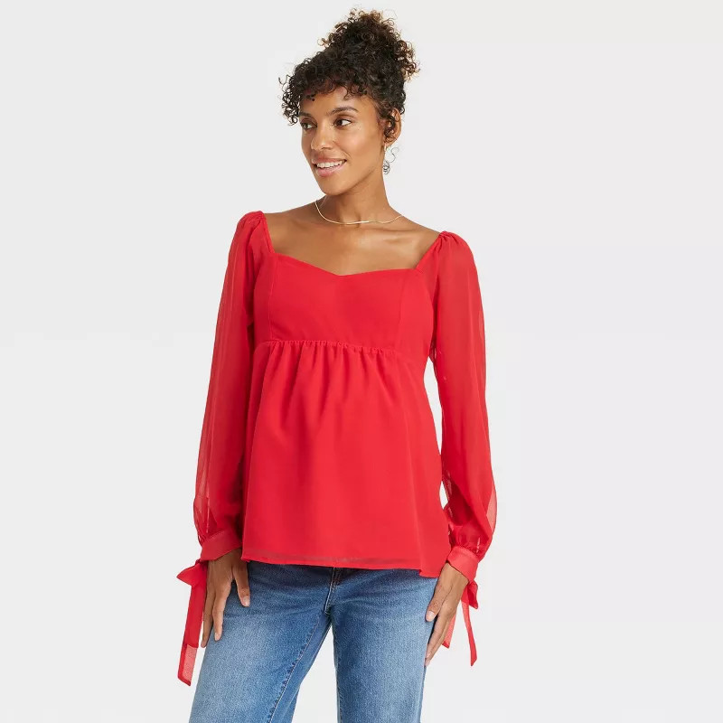 Long Sleeve Corsetry Woven Maternity Shirt - Isabel Maternity by Ingrid & Isabel™ | Target