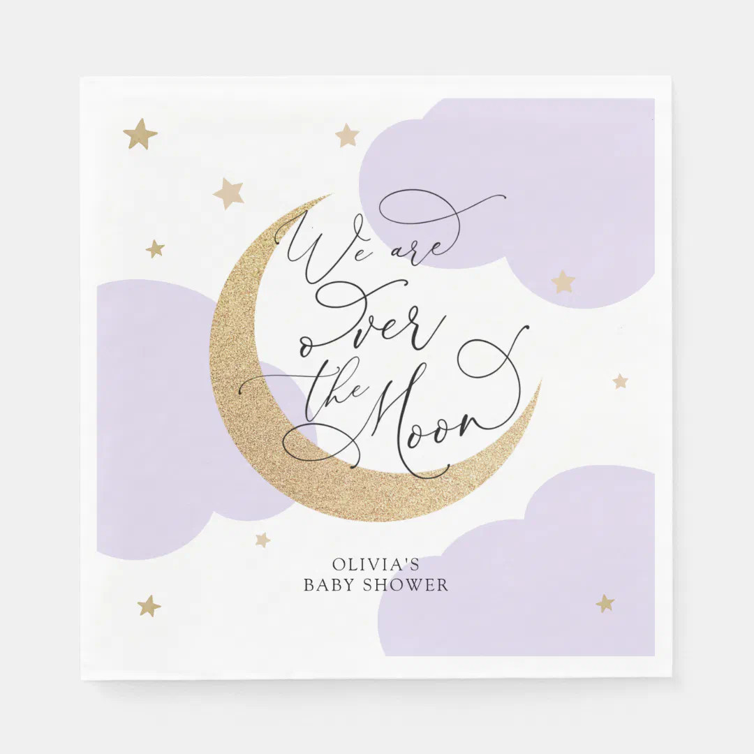 Purple Over the Moon Baby Shower Napkins | Zazzle | Zazzle