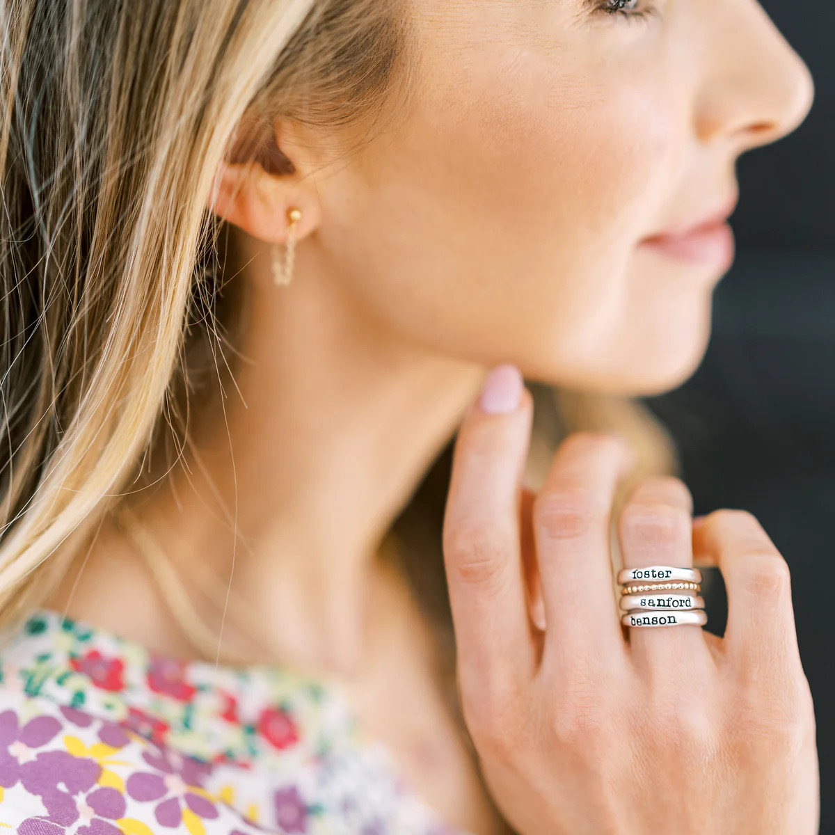 stacking name rings {sterling silver} | Chic Mama Jewelry