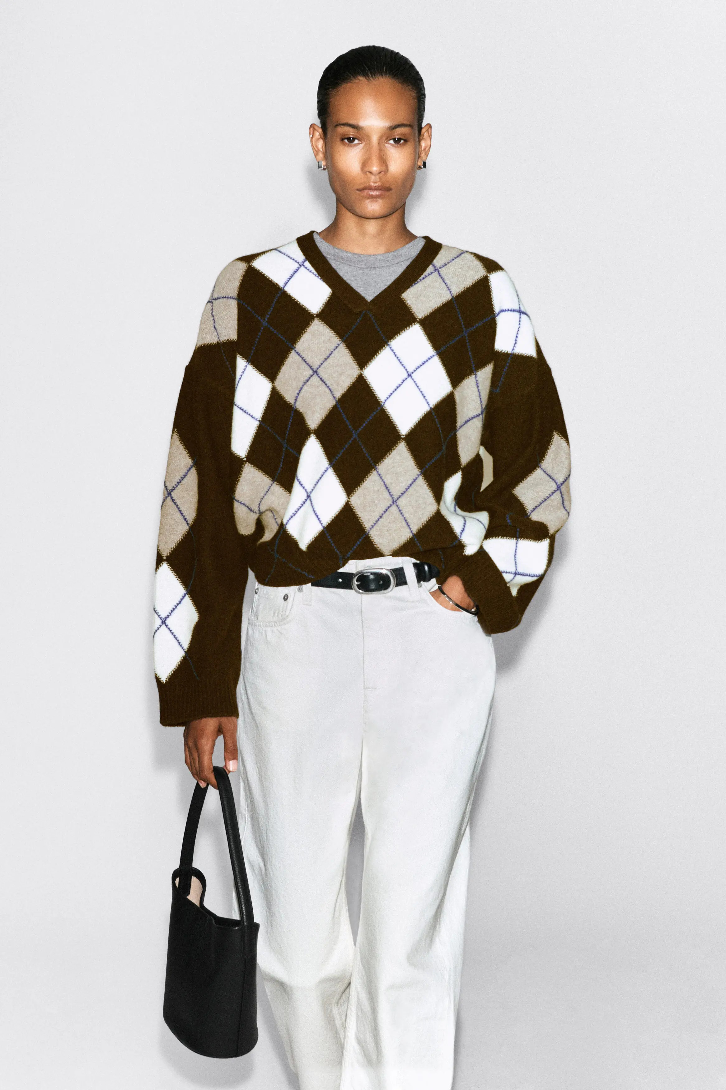 COS Argyle Wool-Alpaca V-Neck Sweater (Women) | Nordstrom | Nordstrom