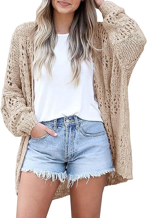 Lightweight Summer Cardigan for Women Spring Netted Crochet Knit Cardigans Sweaters | Amazon (US)