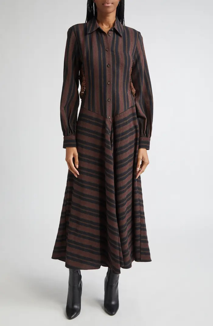 Diotima Lewis Stripe Long Sleeve Maxi Shirtdress | Nordstrom | Nordstrom