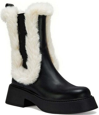 Azalea Wang Heartthrob Faux Fur Trim Chelsea Mid Boots | Dillard's | Dillard's