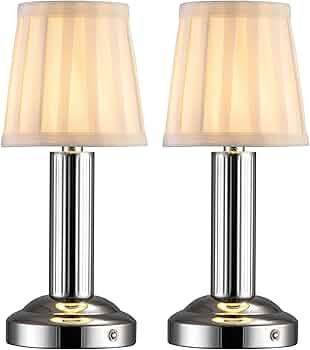 Small Cordless Table Lamp 2 Pack, 11.4" H Fabric Shade Touch Lamps, 4000mAh Rechargeable Battery ... | Amazon (US)