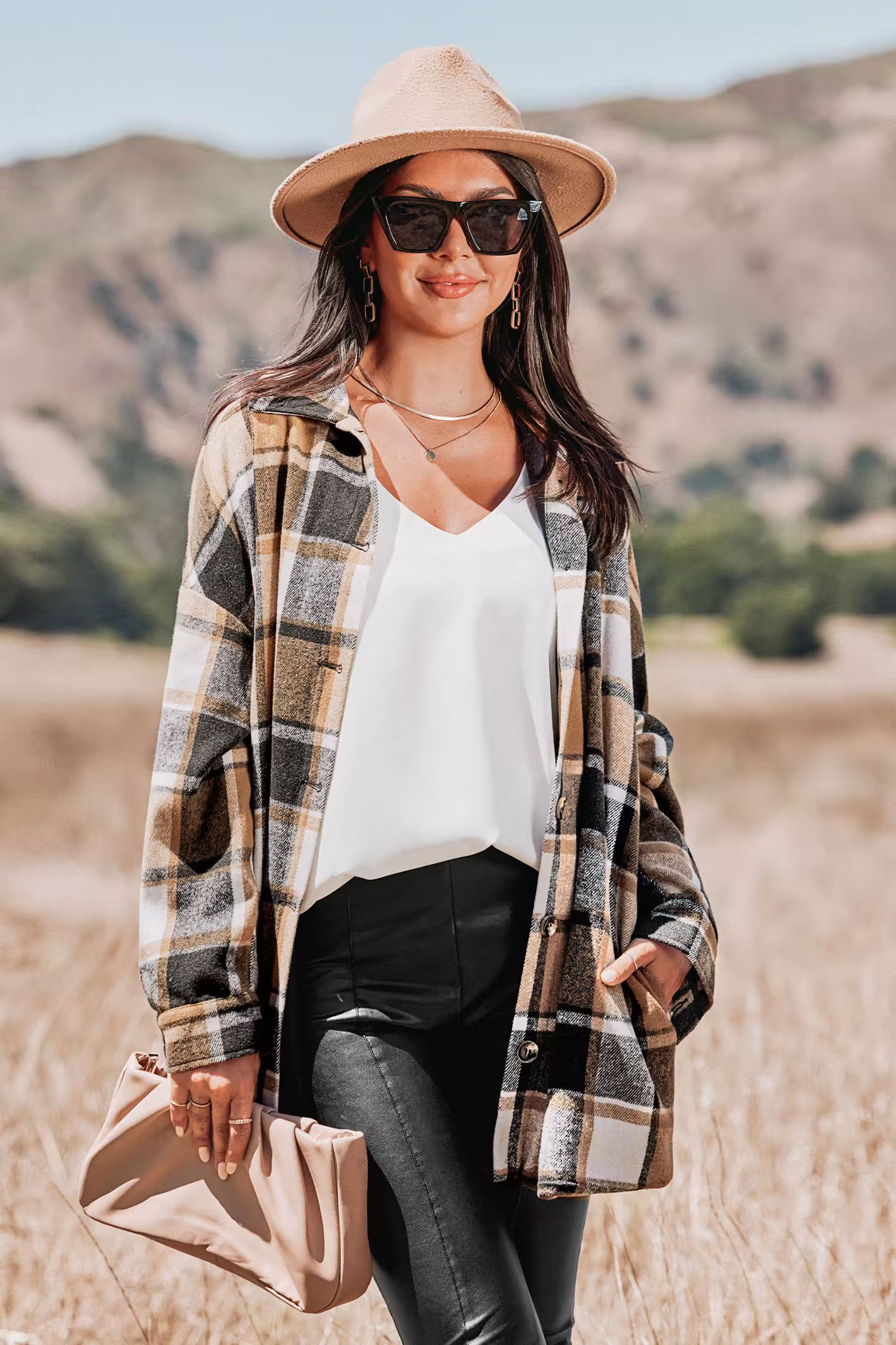 Plaid Button-Front Shacket | Cupshe US