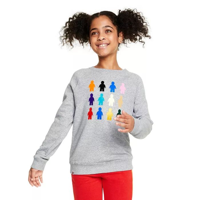 Kids' LEGO Minifigures Graphic Long Sleeve Sweatshirt - LEGO® Collection x Target Gray | Target