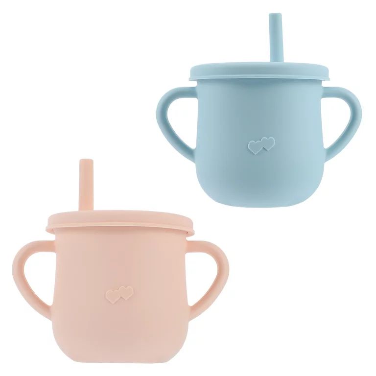 TINKSKY 2pcs Silicone Sippy Cups with Straw Baby Toddler Child Feeding with 2 Handles | Walmart (US)