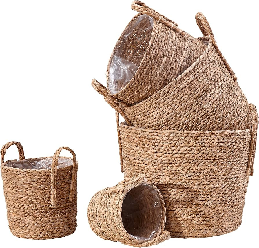 DECOMOMO Plant Basket, 5-Pack Planter Pots for Indoor Plants| Wicker Baskets Storage Organization... | Amazon (CA)