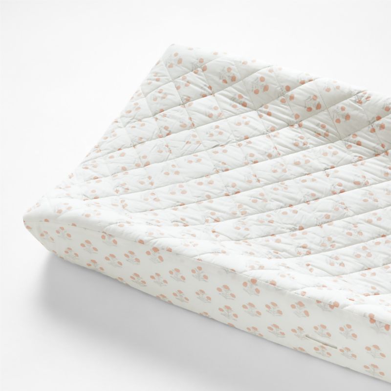 Sana Organic Metallic Floral Baby Changing Pad Cover by John Robshaw | Crate & Kids | Crate & Barrel