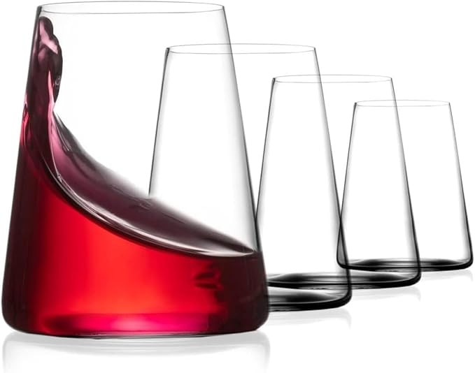 BENETI German Made Stemless Wine Glasses set 4 | Premium 17oz Stemless Wine Glass | Crystal Glass... | Amazon (US)