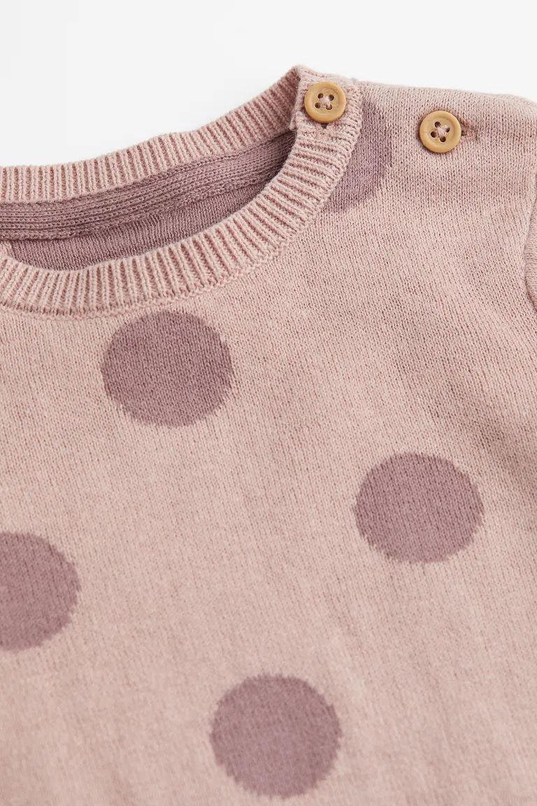 Fine-knit Cotton Sweater - Light pink/dotted - Kids | H&M US | H&M (US + CA)