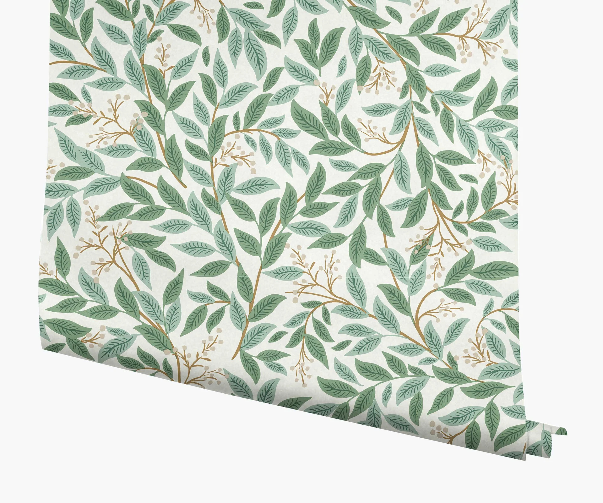 Willowberry Wallpaper - Emerald & White | Rifle Paper Co.