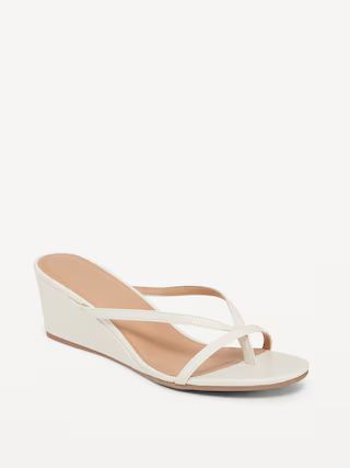 Faux-Leather Wedge Thong Sandals for Women | Old Navy (US)