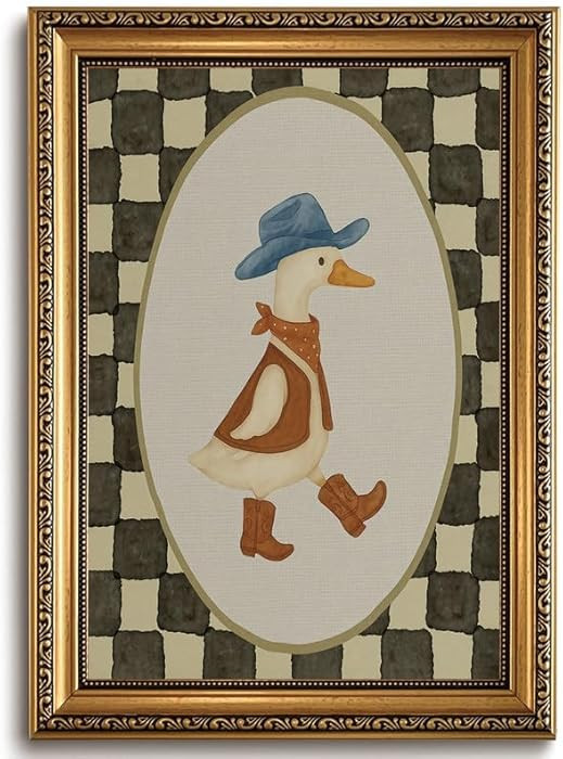 Gold Framed Wall Art Vintage Cowboy Goose Canvas Wall Art Western Nursery Prints Silly Goose Pict... | Amazon (US)