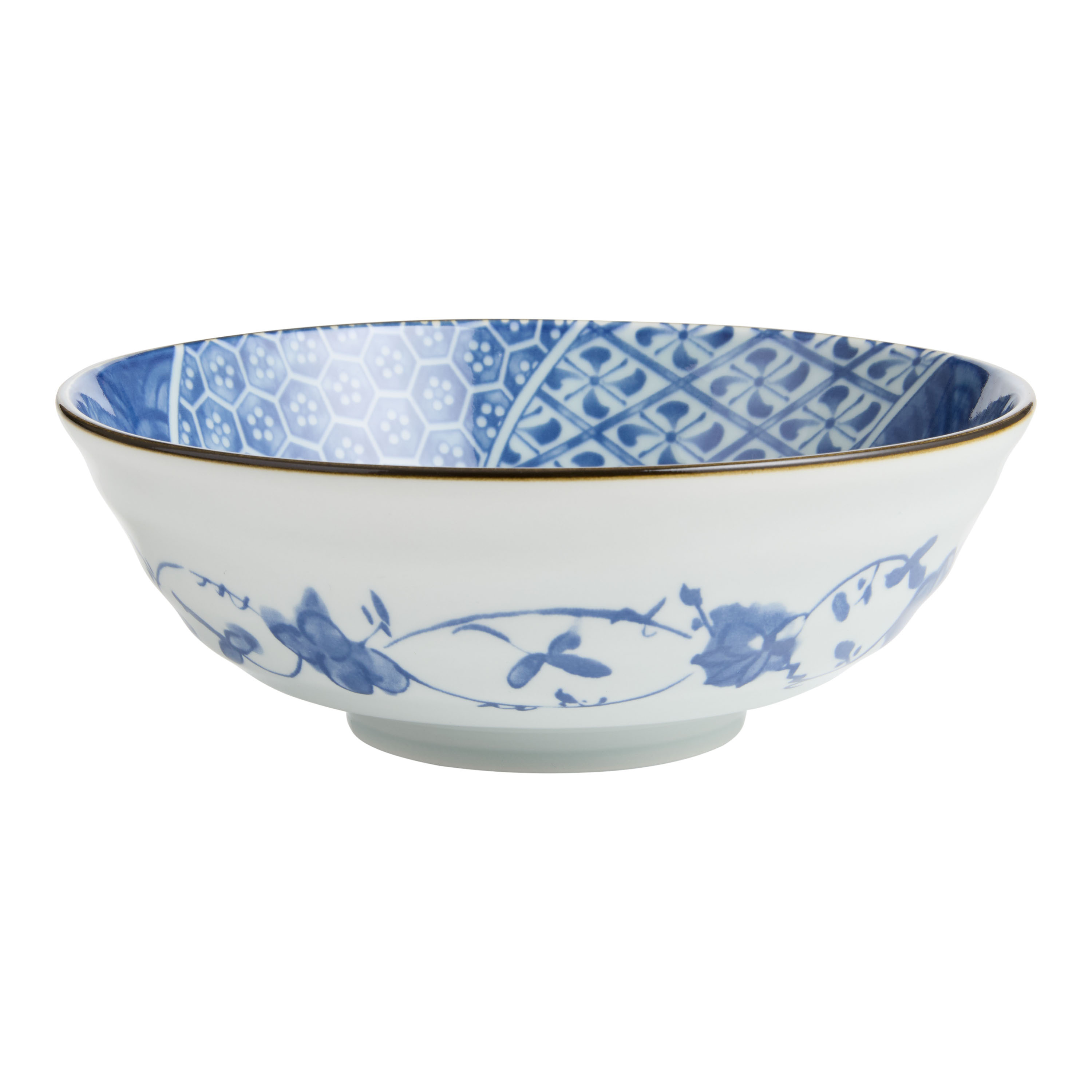 Blue Porcelain Multi Swirl Pad Print Noodle Bowl | World Market