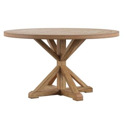Sierra Round Farmhouse Pedestal Base Wood Dining Table - Inspire Q | Target