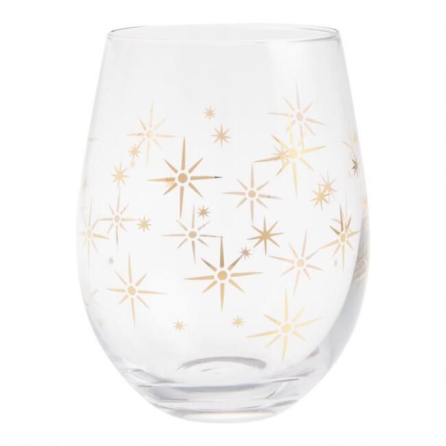 Gold Starburst Stemless Wine Glass Set of 2 | World Market