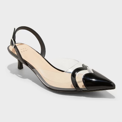 Women's Eleanor Heart Slingback Heels - A New Day™ Black 9.5 | Target