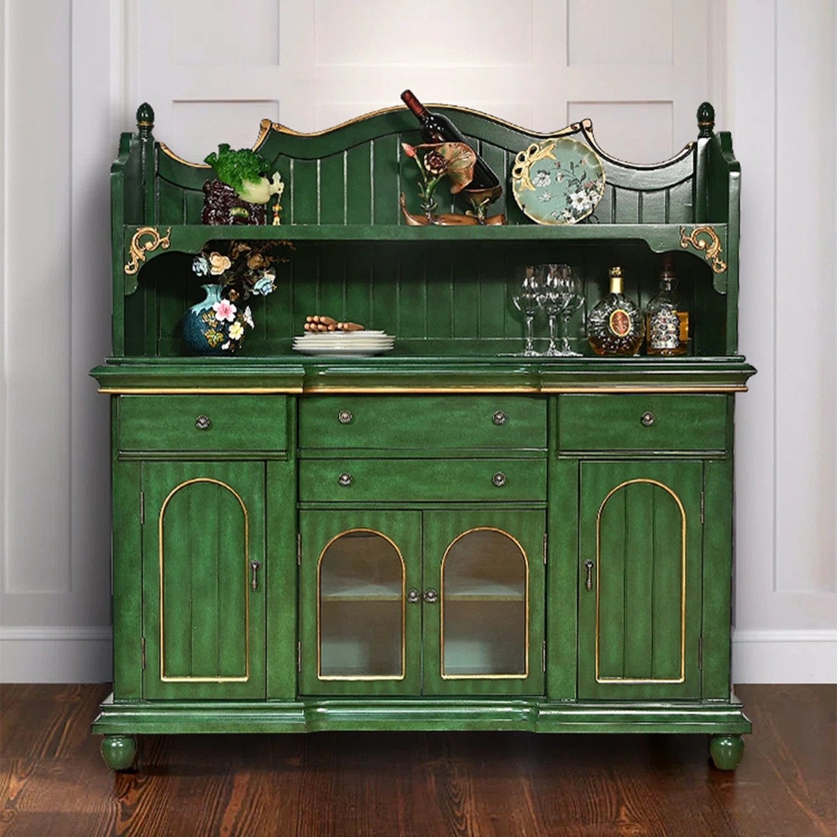 American Country-style Distressed Solid Birch Pantry Cabinet | Wayfair North America