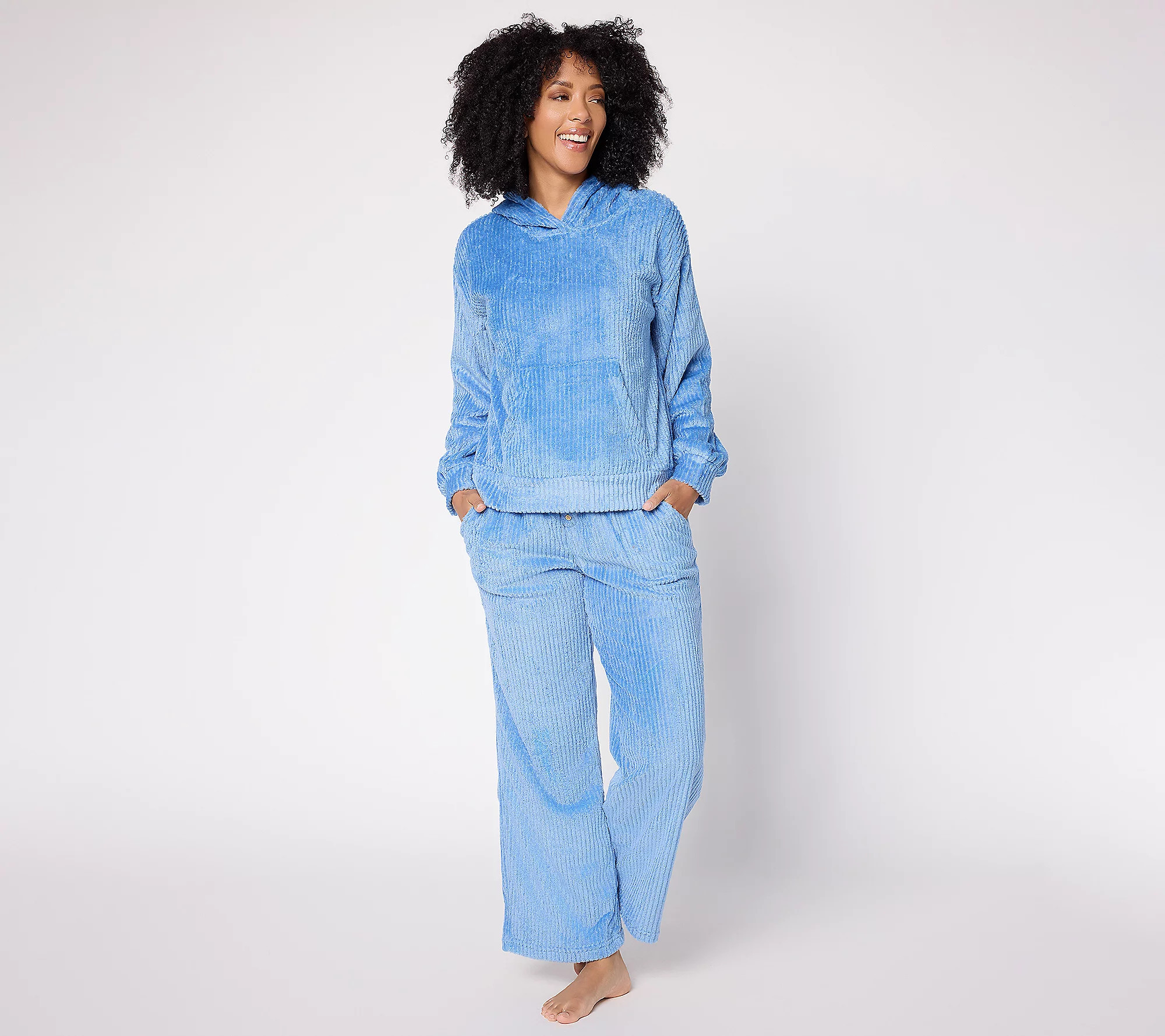 As Is MUK LUKS Silky Velour Hooded Lounge Set | QVC