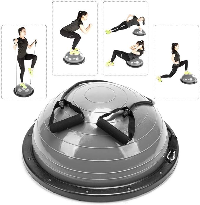PEXMOR Yoga Half Ball Balance Trainer Exercise Ball Resistance Band Two Pump Home Gym Core Traini... | Amazon (US)