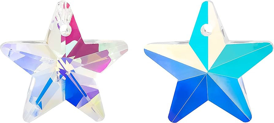 MissAudrey 54pcs AB Crystal Star Beads Charms 18mm Top Drilled Faceted Glass Loose Beads Pendants... | Amazon (US)