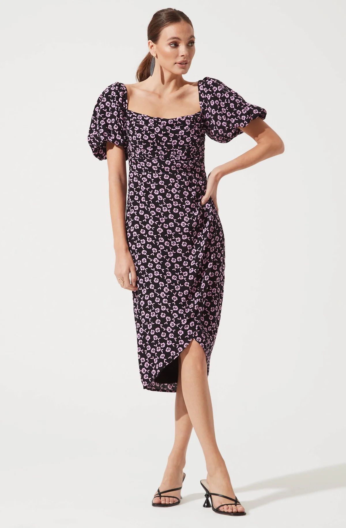 Square Neck Bubble Sleeve Dress | ASTR The Label (US)