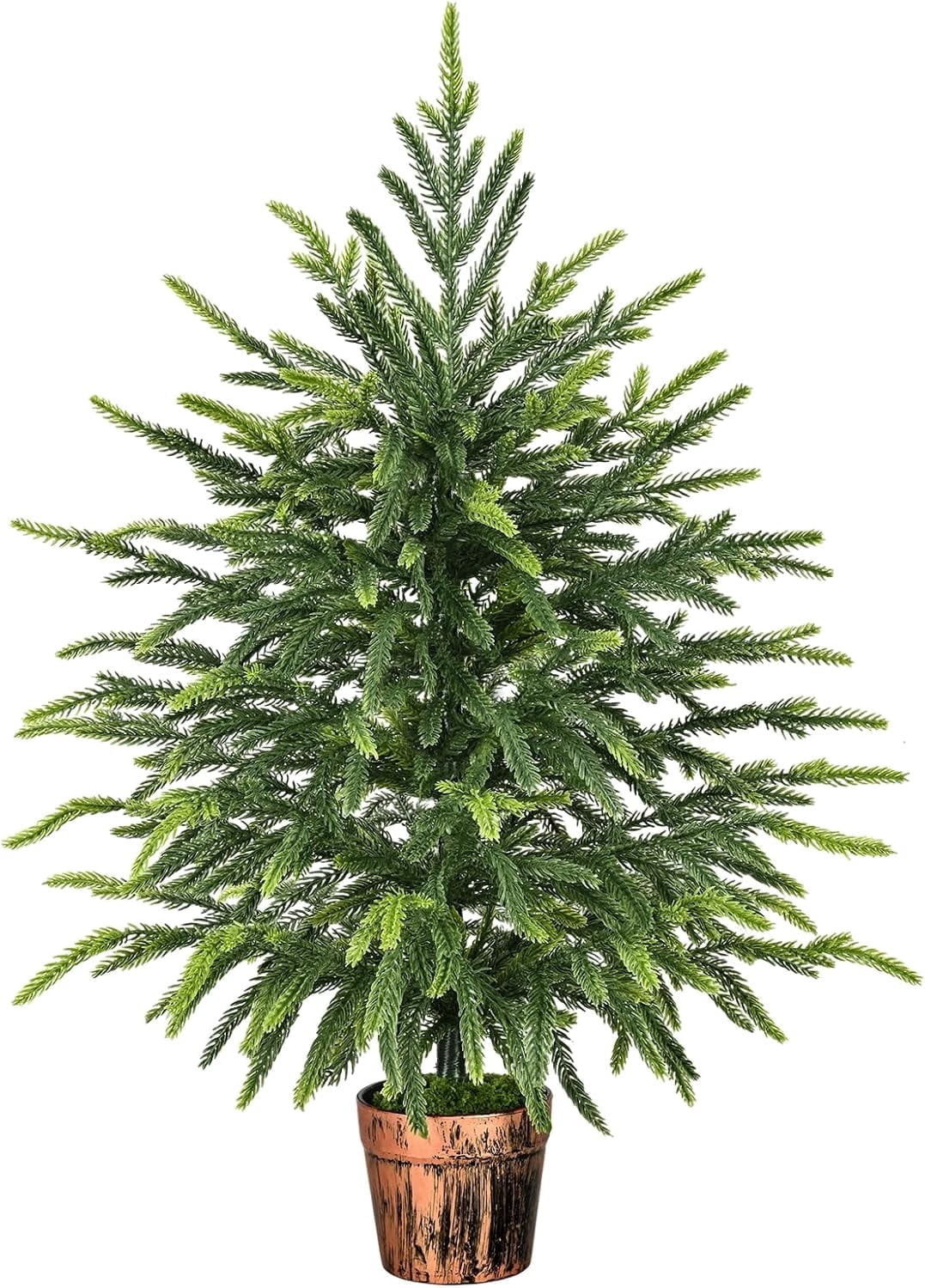 Lyacmy 2ft Tabletop Christmas Tree Potted Faux Norfolk Pine for Indoor, Artificial Topiary Cedar ... | Walmart (US)