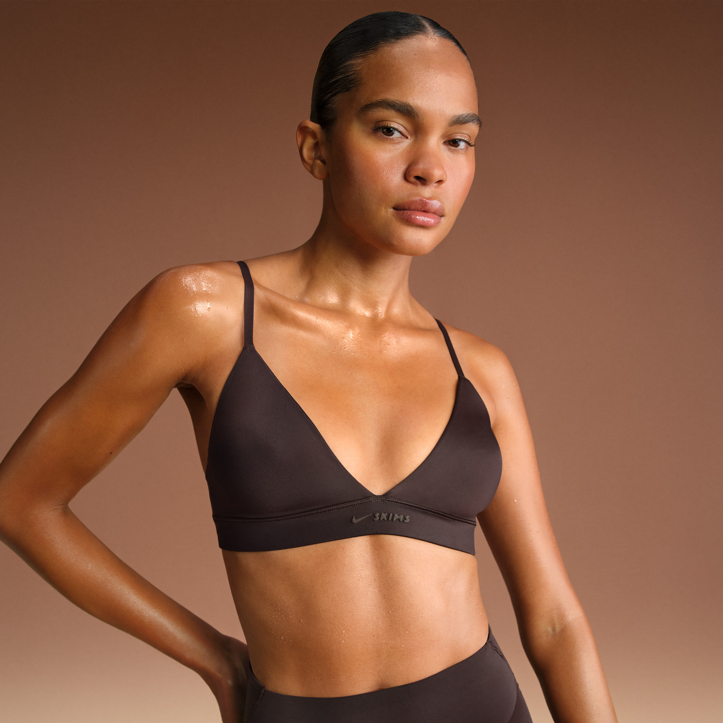 Nike Women's SKIMS Shine Triangle Bra in Brown | BRSPT7842W-PHO | Nike (US)