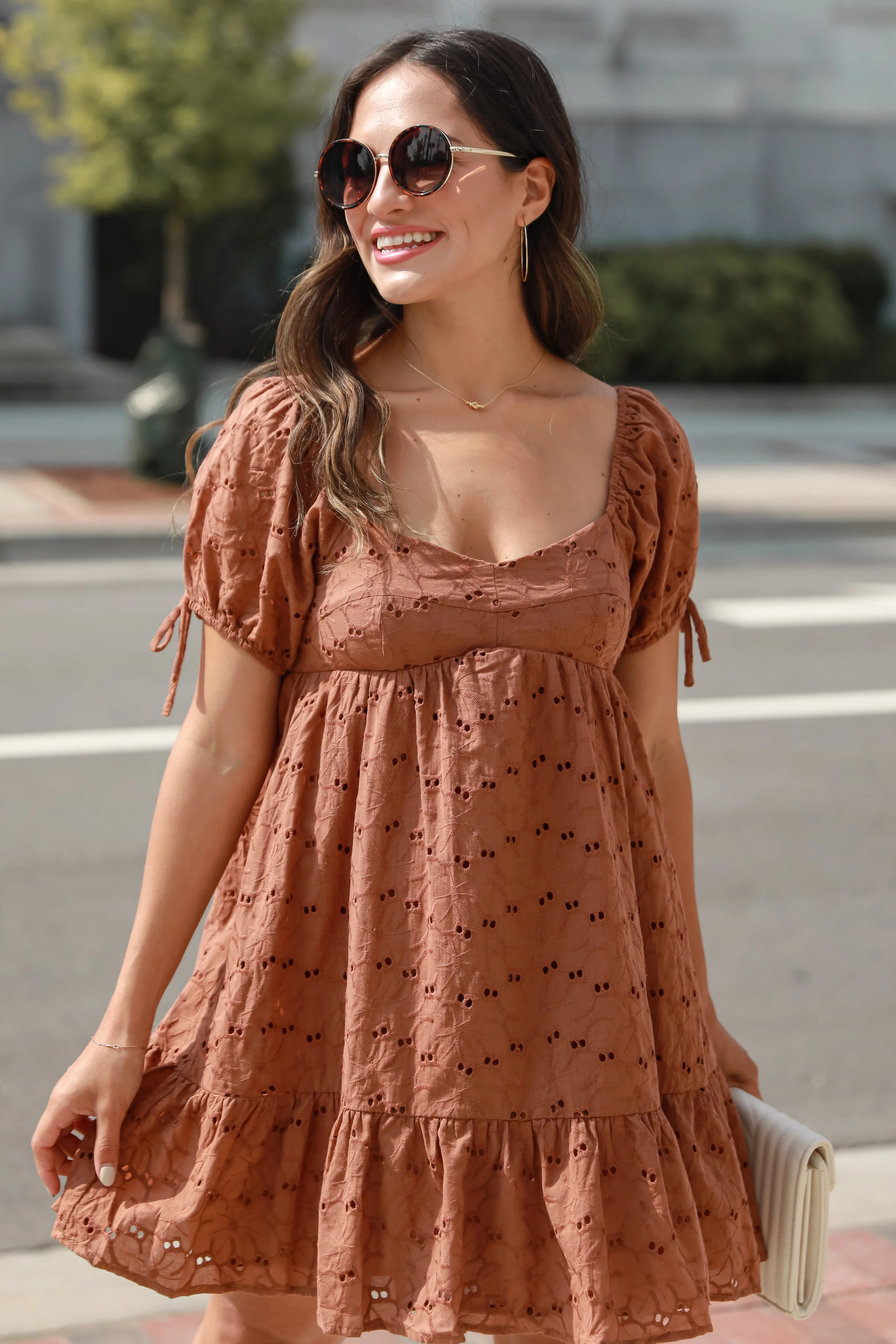 FINAL SALE - Bold Impression Eyelet Mini Dress | Dress Up
