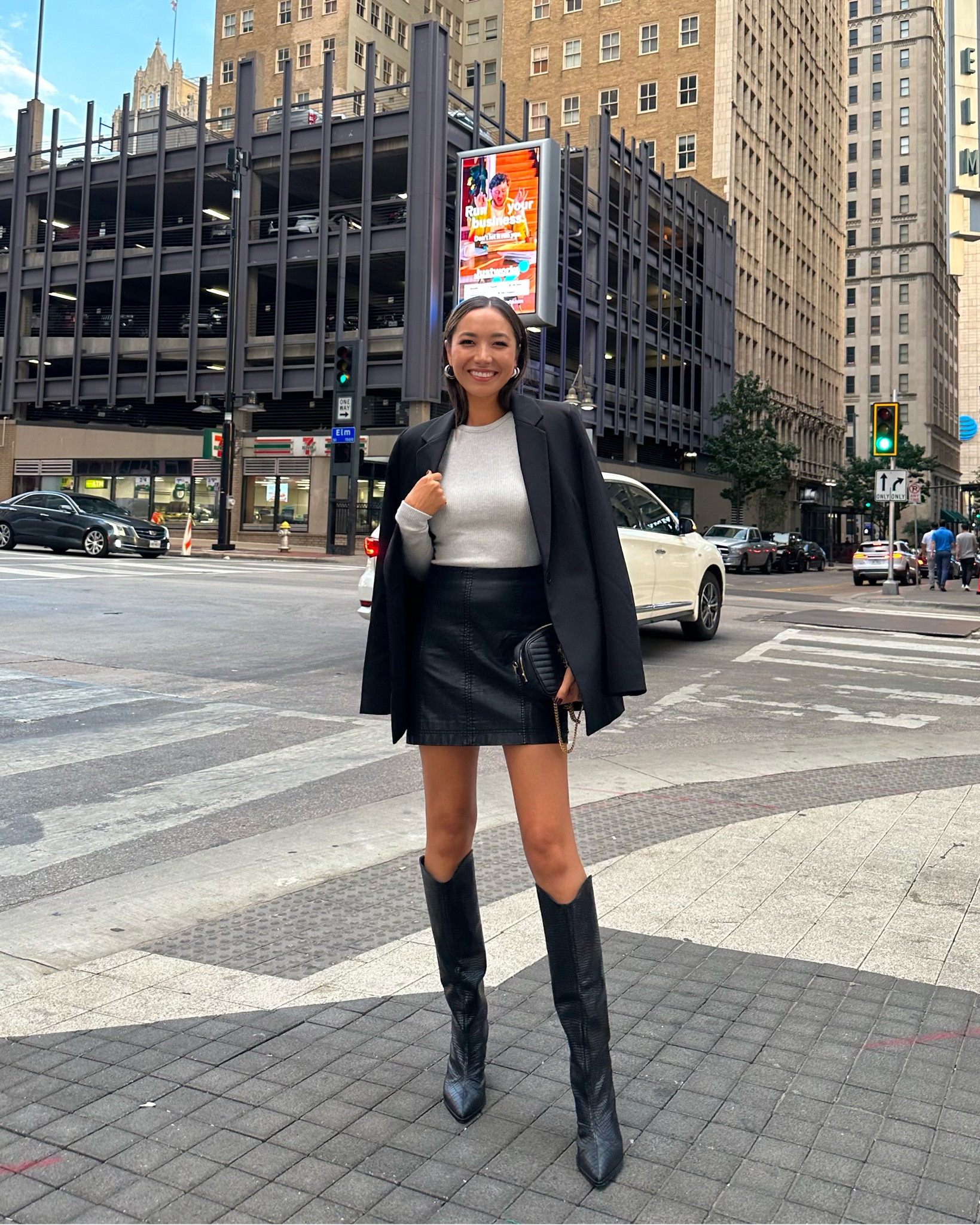Amazon blazer - on sale for prime day for under $55! My go to oversized blazer for going out. Wearing xs 

Schutz knee high boots - tts 

#LTKSaleAlert