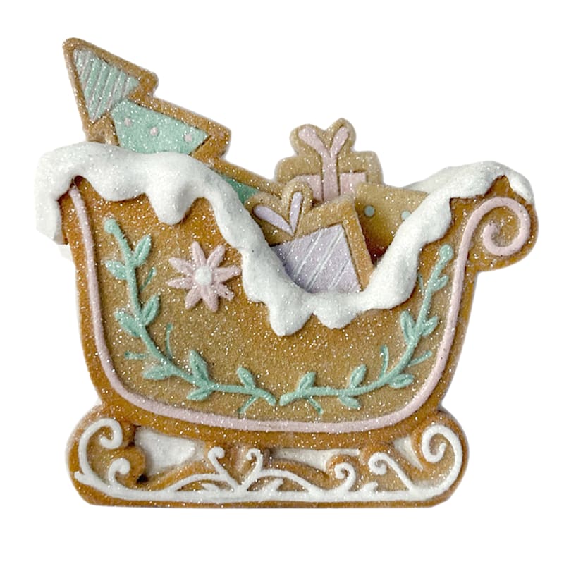Mrs. Claus' Bakery Glittered Gingerbread Sleigh, 4" | At Home