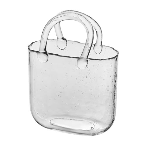 BTGLLAS 1Pcs Clear Glass Bag Vase for Flowers - Handmade Glass Purse Vase, Ideal for Centerpieces - Stylish and Functional Clear Glass Vase (Clear, 1PcsClear) | Amazon (US)