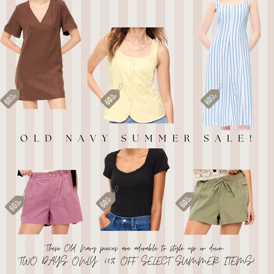 Old Navy’s summer sale is HERE and it’s a good one 🌞 From a flowy linen mini dress to a striped jumpsuit, trouser shorts, and the comfiest everyday tees — these pieces are perfect for styling up or down all summer long. Two days only — 60% off select summer items, all linked!

#LTKootd #LTKgrwm #LTKSeasonal