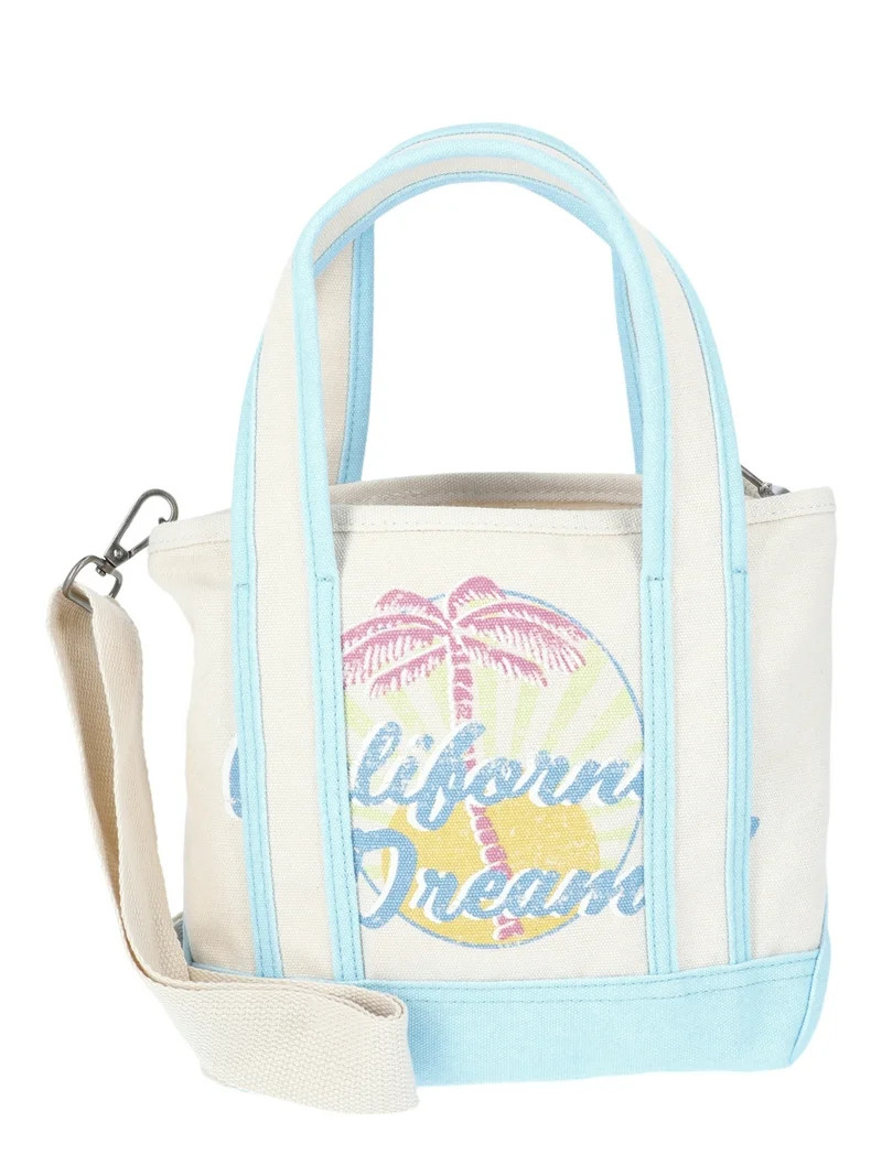 No Boundaries Women's Canvas Mini Tote, Light Blue, Women’s | Walmart (US)