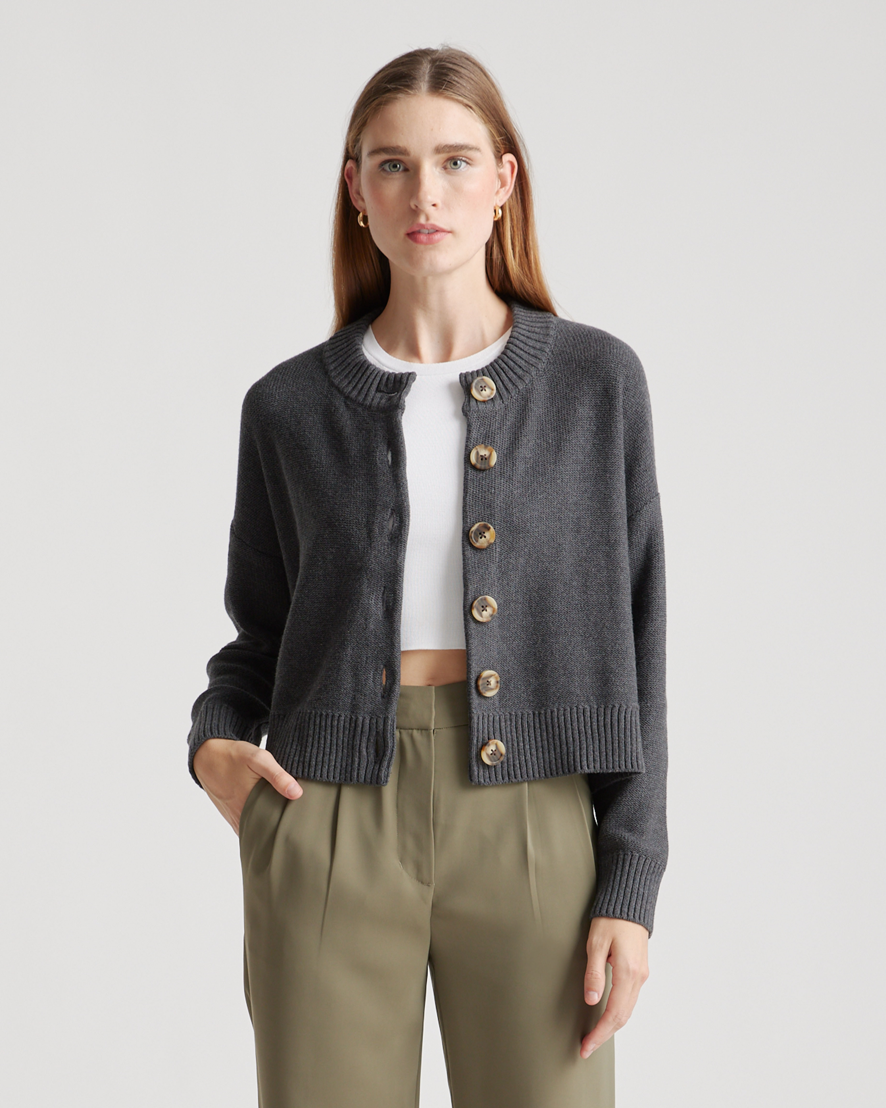 100% Organic Cotton Cropped Cardigan | Quince