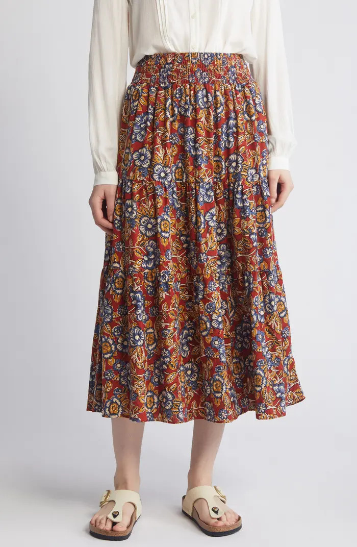 Harlow Floral Linen Blend Maxi Skirt | Nordstrom