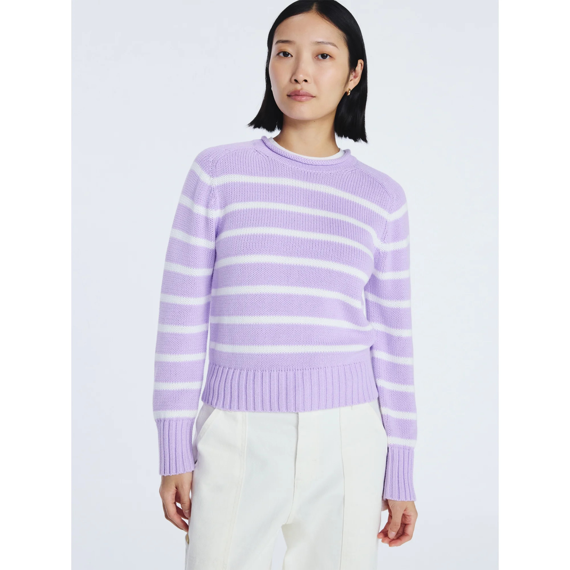 Free Assembly Women’s Saddle Shoulder Roll Neck Cotton Sweater with Long Sleeves, Sizes XS-XXL | Walmart (US)