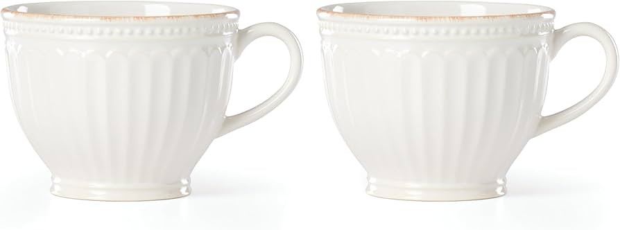 Lenox French Perle Groove 2-Piece Latte Mug Set, 2.30 LB, White | Amazon (US)
