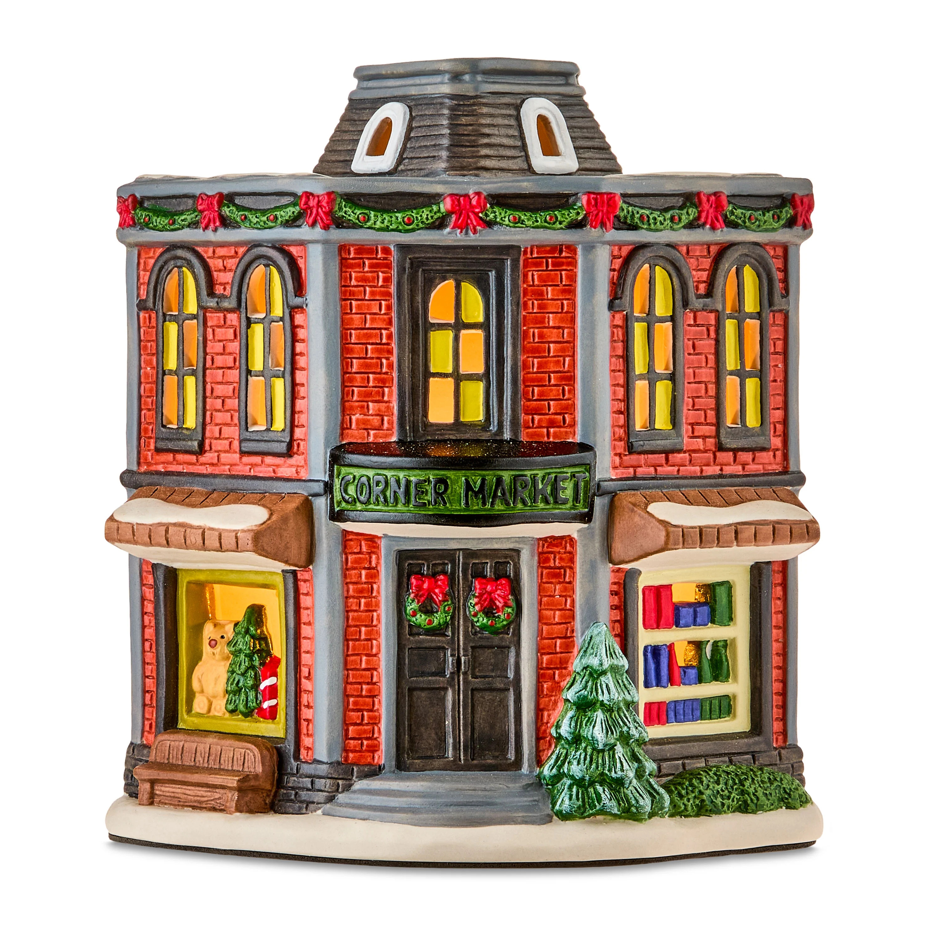 Christmas Village Light-Up Corner Market Decoration, 7.9", by Holiday Time | Walmart (US)
