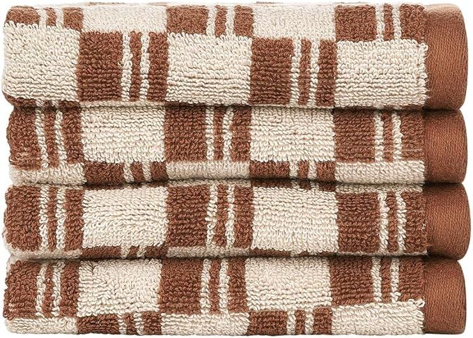 Nate Home by Nate Berkus 100% Cotton Jacquard Soft and Absorbent 4-Piece Washcloth Towel Set - Ba... | Amazon (US)