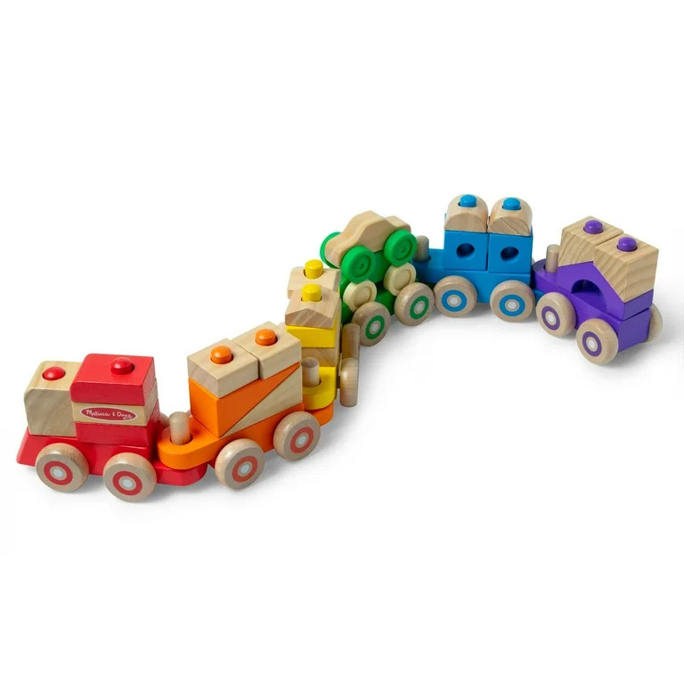 Melissa & Doug Deluxe Wooden Stacking Train, 32 Inch Length, 6 Cars, 19 Blocks, 2 Vehicles, for T... | Walmart (US)