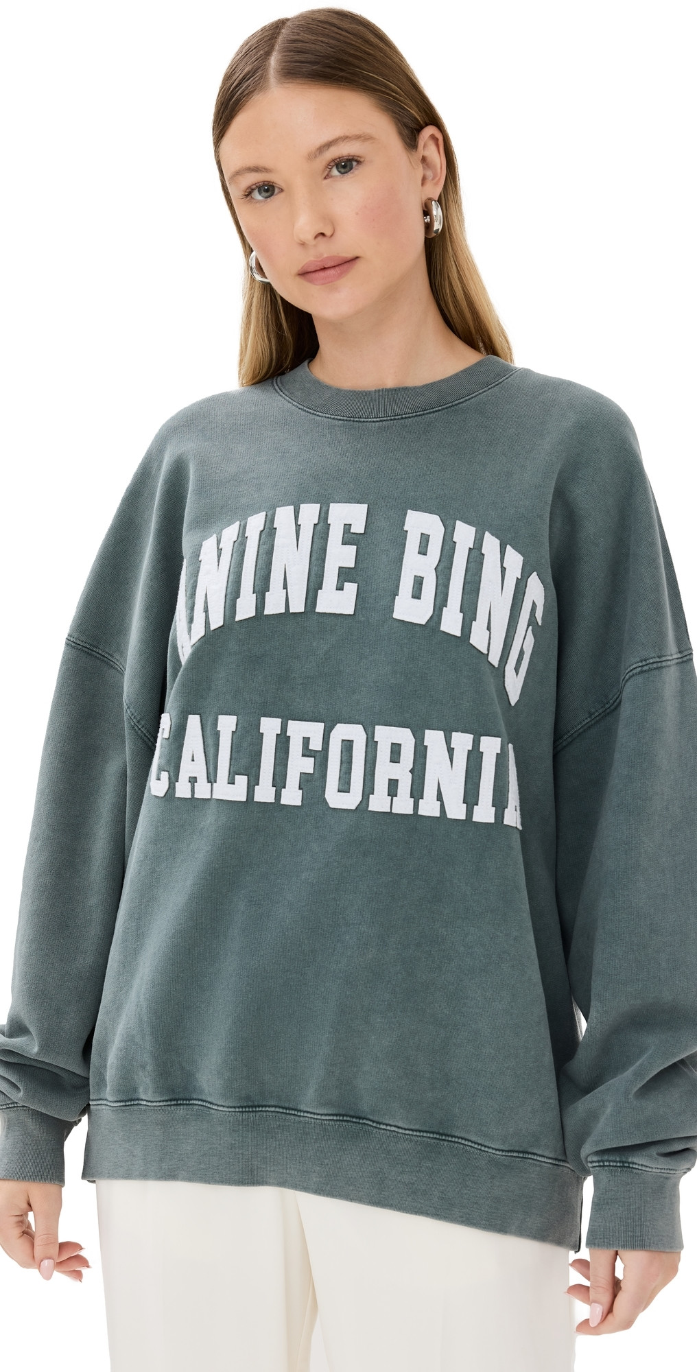 ANINE BING Anine Bing Miles Sweatshirt Green L | Shopbop
