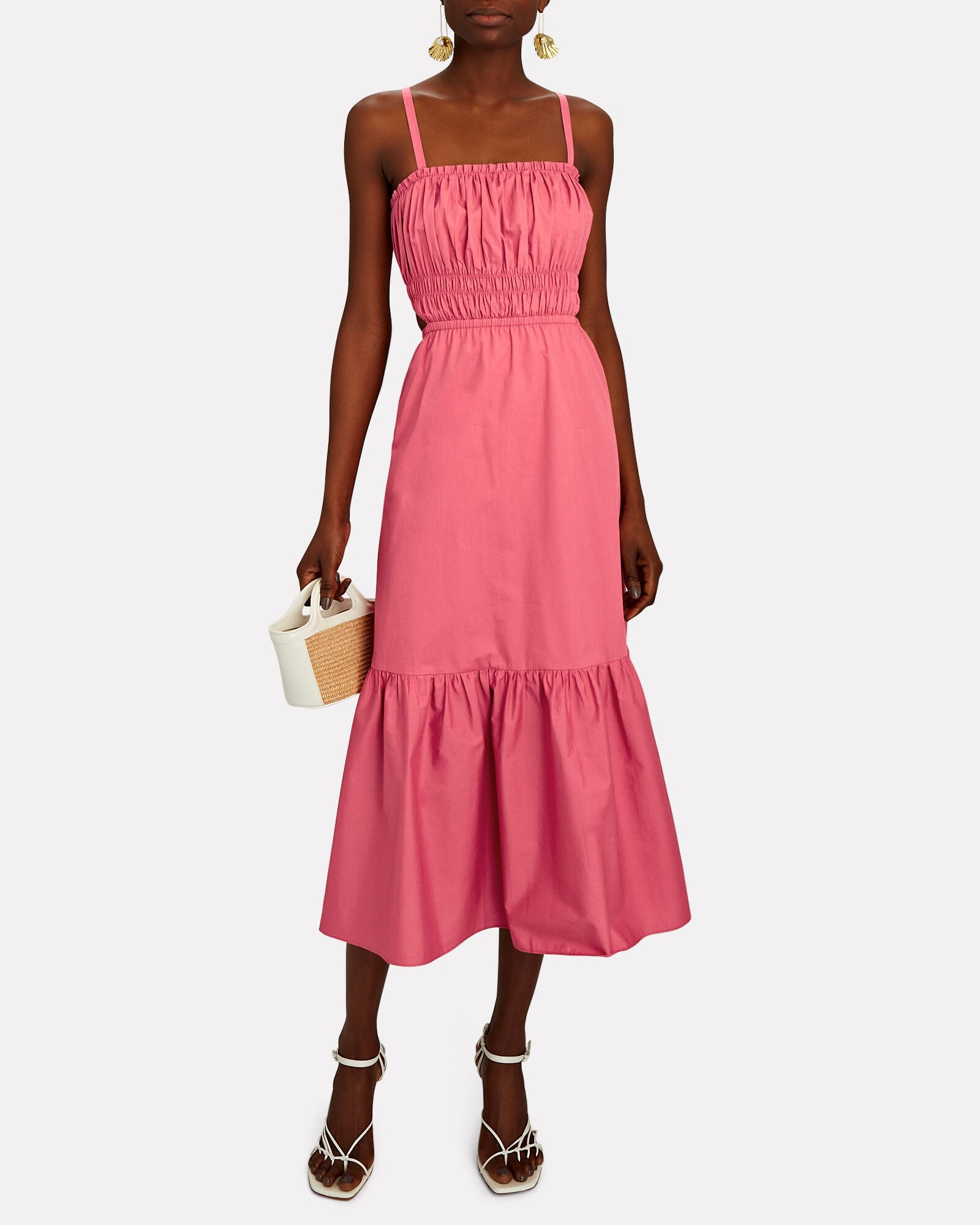 Cynthia Smocked Cotton Midi Dress | INTERMIX